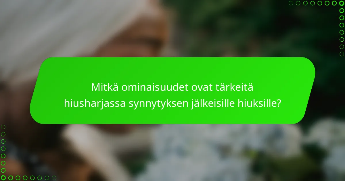 Mitkä ominaisuudet ovat tärkeitä hiusharjassa synnytyksen jälkeisille hiuksille?