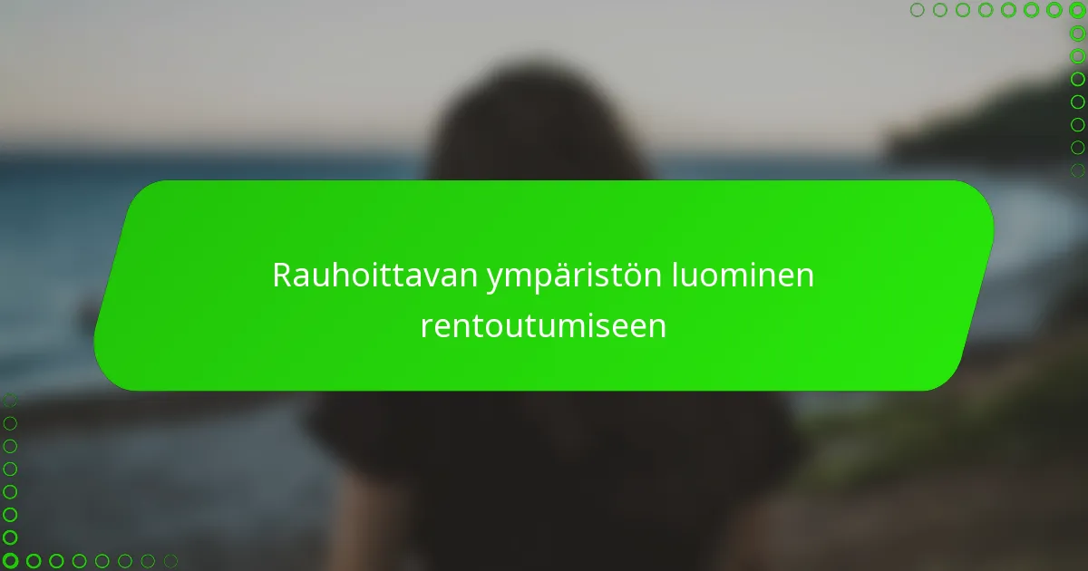 Rauhoittavan ympäristön luominen rentoutumiseen