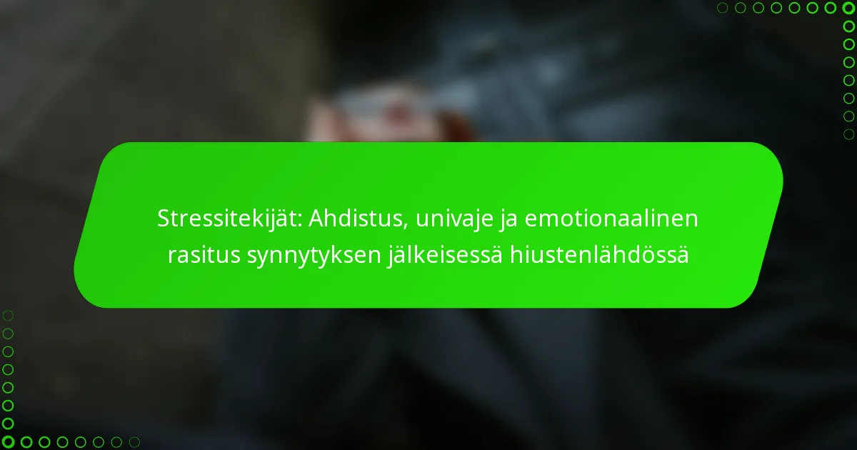 Stressitekijät: Ahdistus, univaje ja emotionaalinen rasitus synnytyksen jälkeisessä hiustenlähdössä