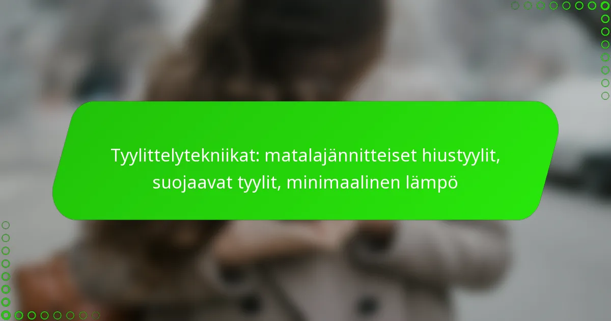 Tyylittelytekniikat: matalajännitteiset hiustyylit, suojaavat tyylit, minimaalinen lämpö