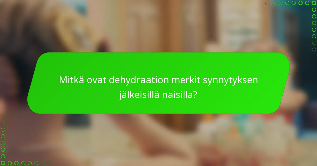 Mitkä ovat dehydraation merkit synnytyksen jälkeisillä naisilla?